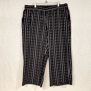 Black Striped Casual Pants J Jill Womens Pants Size XL Cropped Stretch